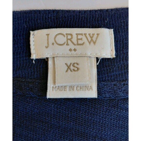 J. Crew Size XS Navy Blue Pullover Longline Tunic Top w/White Embroidery Details - Picture 5 of 9